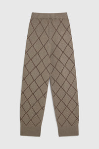 NOEMI INTARSIA RIB HEM TROUSERS - CLAY