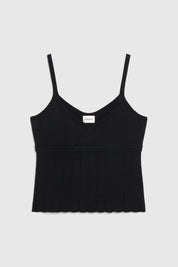 NOLA TUCK STITCH STRAPPY TOP - BLACK