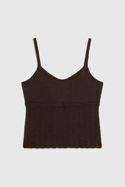 NOLA TUCK STITCH STRAPPY TOP - CHOCOLATE