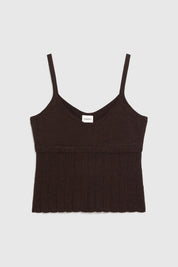 NOLA TUCK STITCH STRAPPY TOP - CHOCOLATE