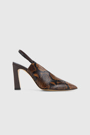 NUR SLINGBACK - EMBOSSED COGNAC SNAKE LEATHER