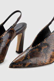NUR SLINGBACK - EMBOSSED COGNAC SNAKE LEATHER