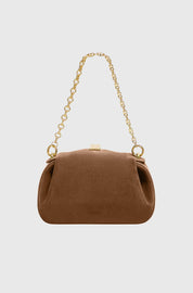 OYSTER MINI CLUTCH - COGNAC SUEDE