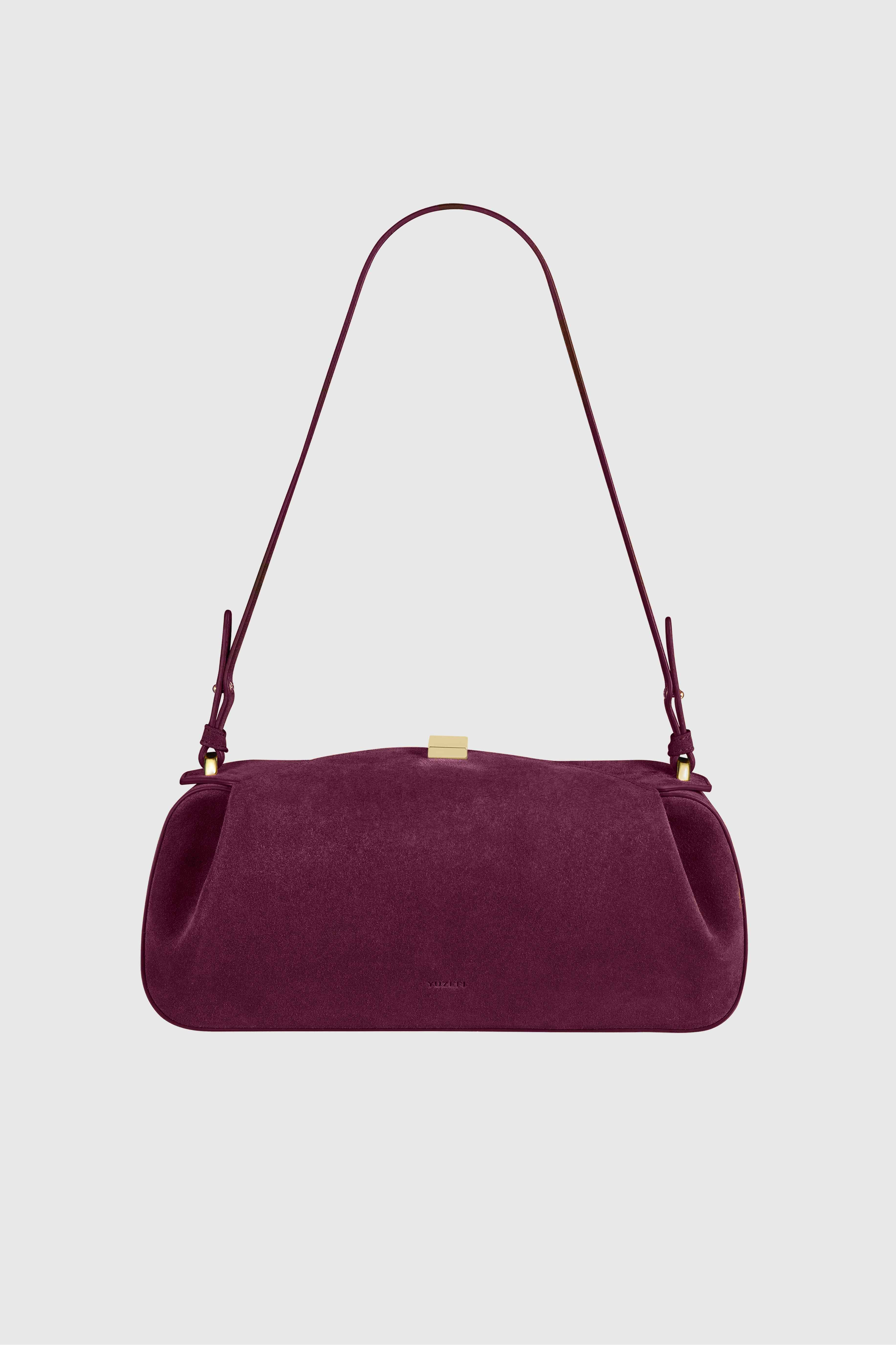 OYSTER CLUTCH - WINE SUEDE