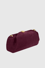 OYSTER CLUTCH - WINE SUEDE