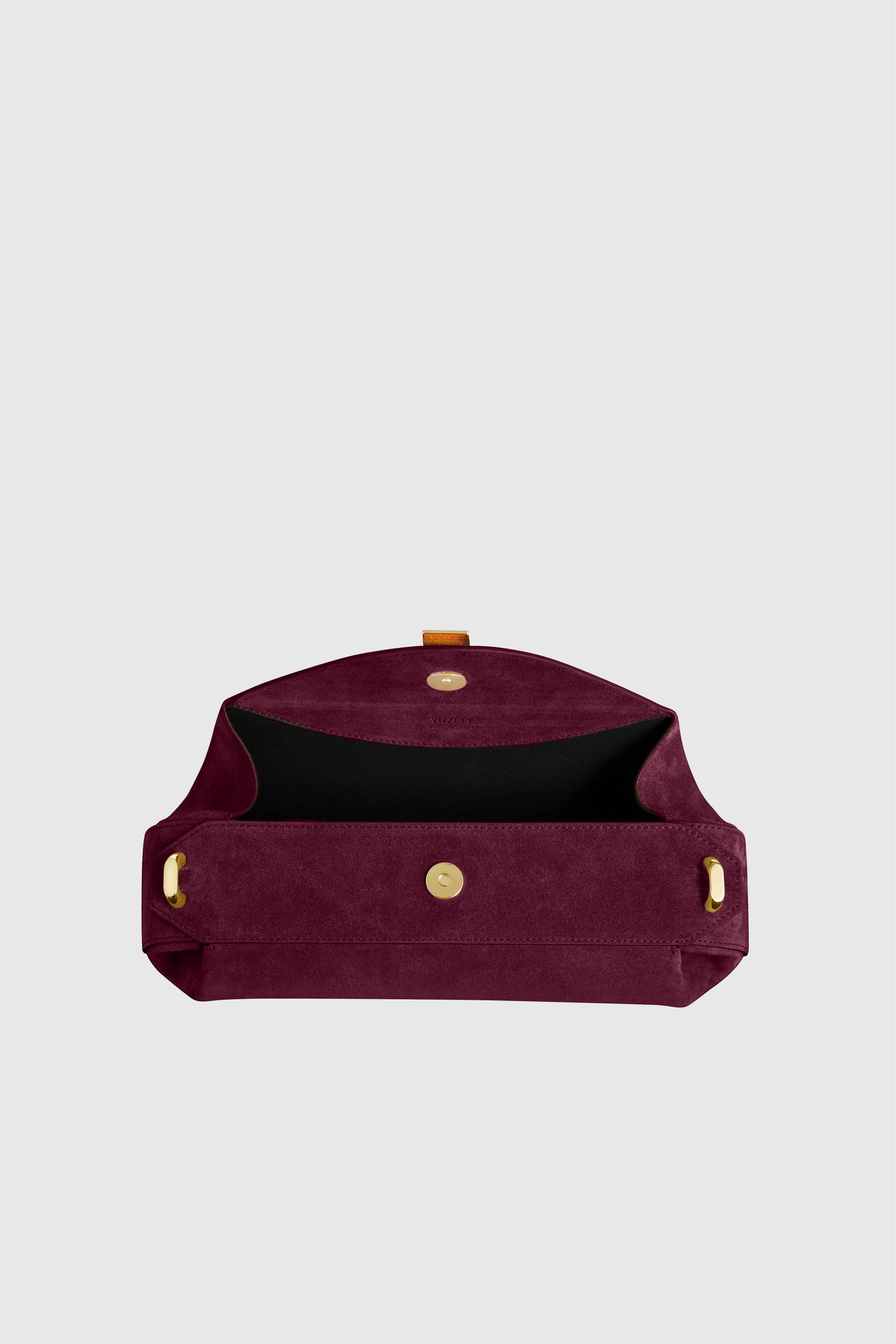 OYSTER CLUTCH - WINE SUEDE