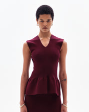 ORIN FLARED SLEEVELESS TOP - BORDO