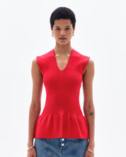 ORIN FLARED SLEEVELESS TOP - RED