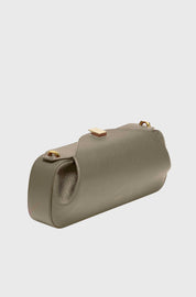 OYSTER CLUTCH - TAUPE PEBBLE GRAINED LEATHER