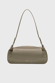 OYSTER CLUTCH - TAUPE PEBBLE GRAINED LEATHER