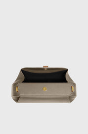 OYSTER CLUTCH - TAUPE PEBBLE GRAINED LEATHER