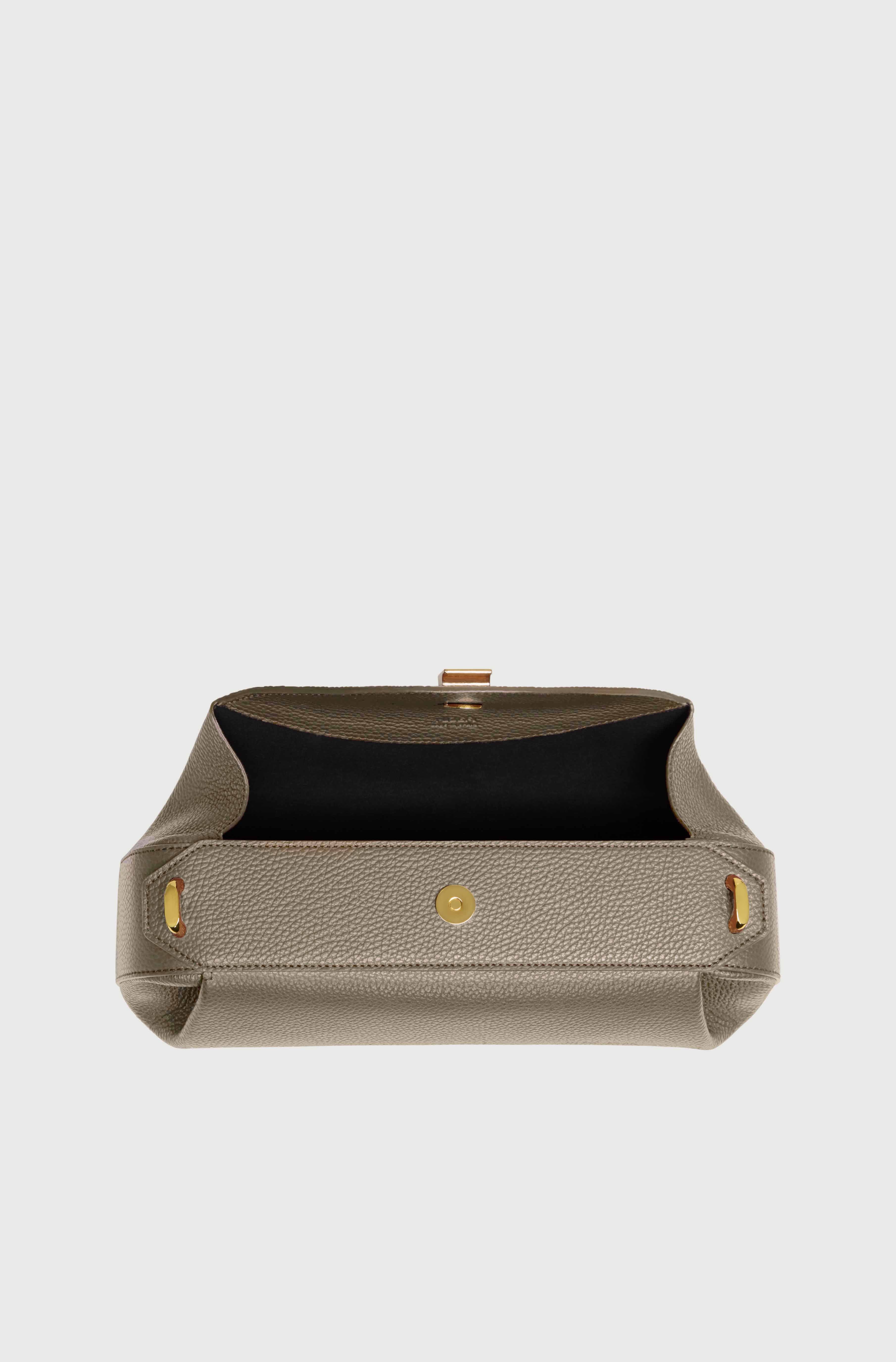 OYSTER CLUTCH - TAUPE PEBBLE GRAINED LEATHER