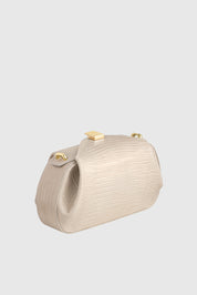 OYSTER MINI CLUTCH - EMBOSSED LIZARD COWHIDE LEATHER