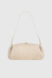 OYSTER CLUTCH - EMBOSSED LIZARD COWHIDE LEATHER