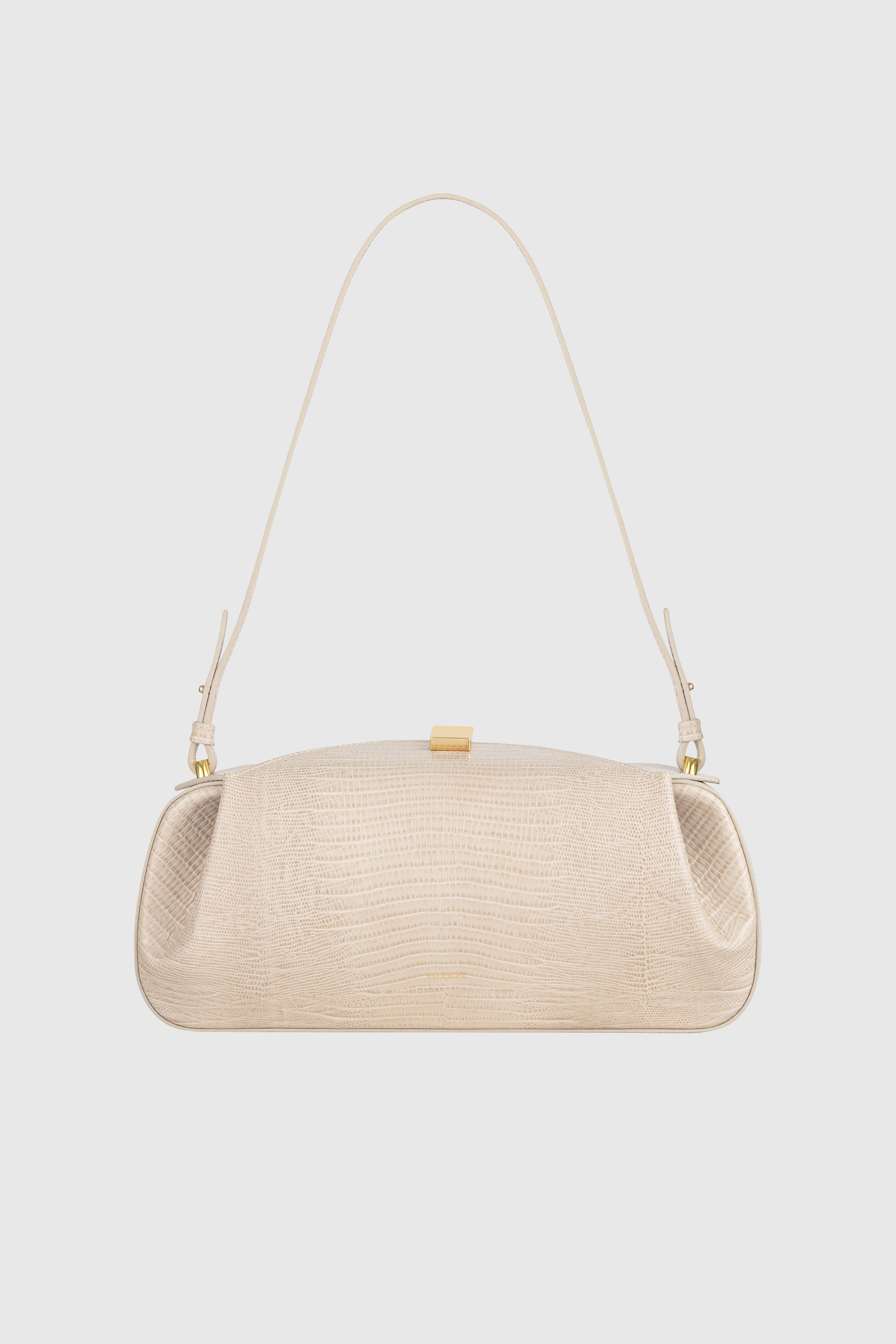 OYSTER CLUTCH - EMBOSSED LIZARD COWHIDE LEATHER