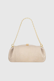 OYSTER CLUTCH - EMBOSSED LIZARD COWHIDE LEATHER