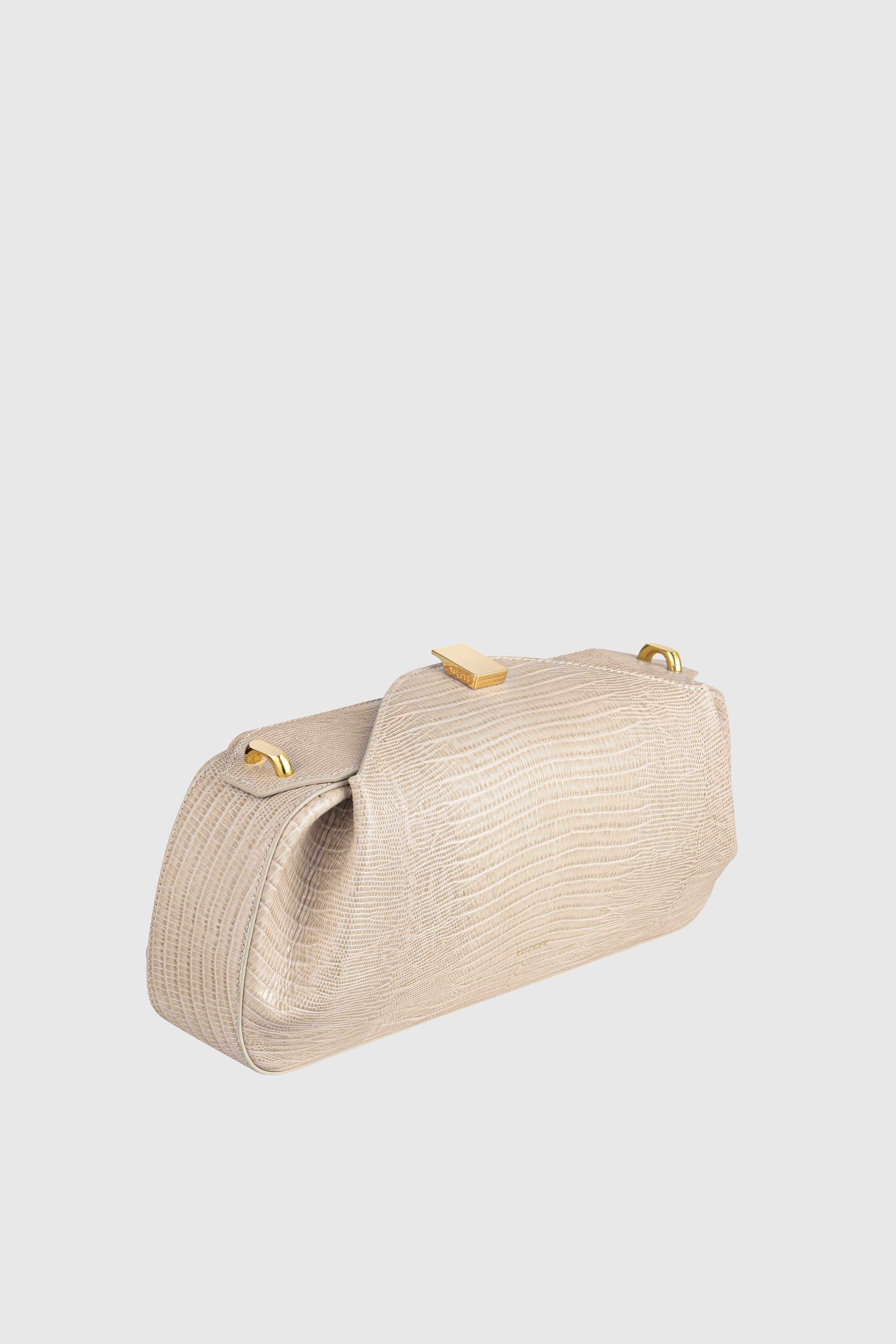 OYSTER CLUTCH - EMBOSSED LIZARD COWHIDE LEATHER