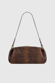 OYSTER CLUTCH - EMBOSSED SNAKE COWHIDE LEATHER