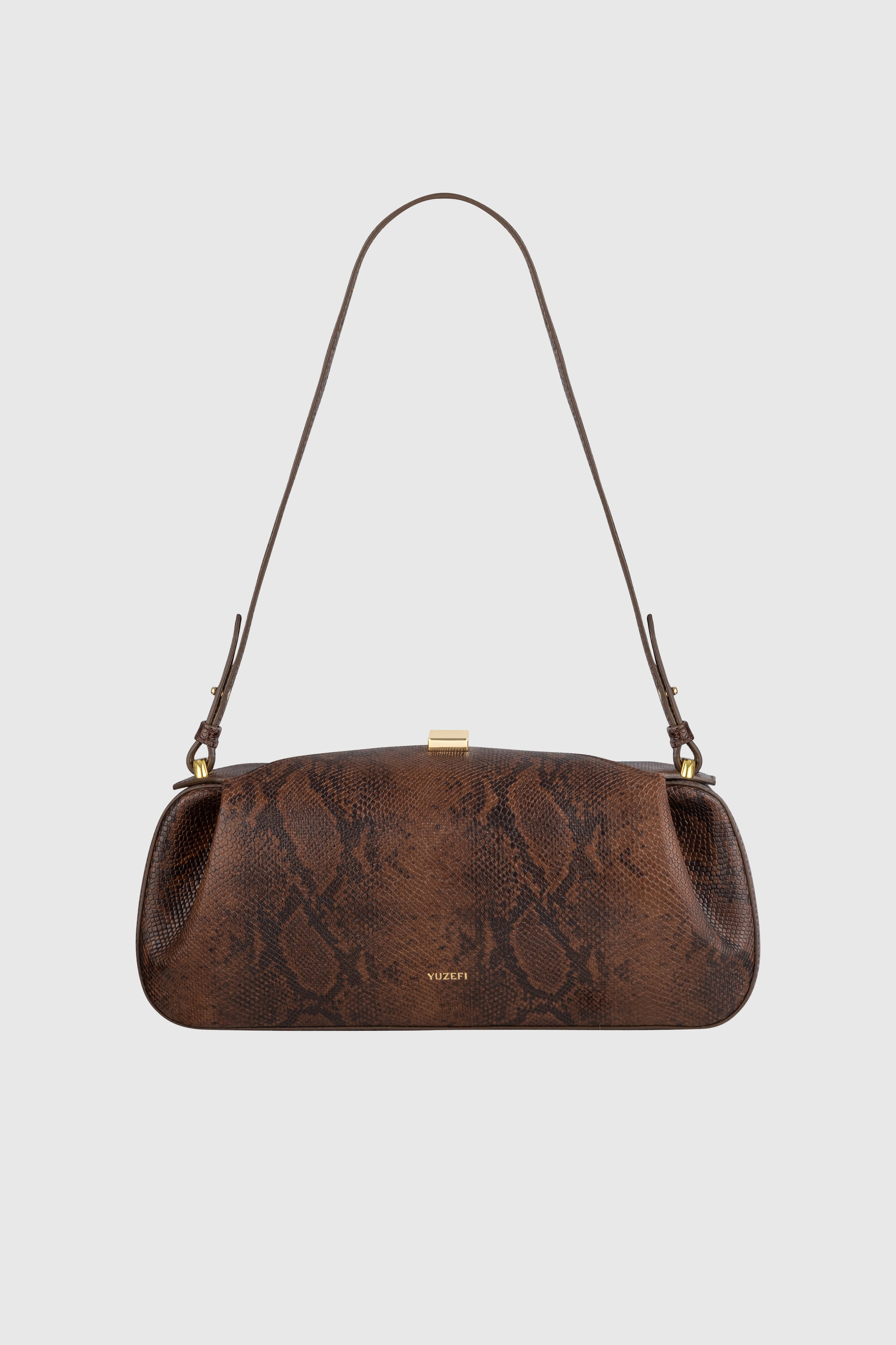 OYSTER CLUTCH - EMBOSSED SNAKE COWHIDE LEATHER