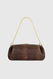 OYSTER CLUTCH - EMBOSSED SNAKE COWHIDE LEATHER