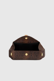 OYSTER CLUTCH - EMBOSSED SNAKE COWHIDE LEATHER