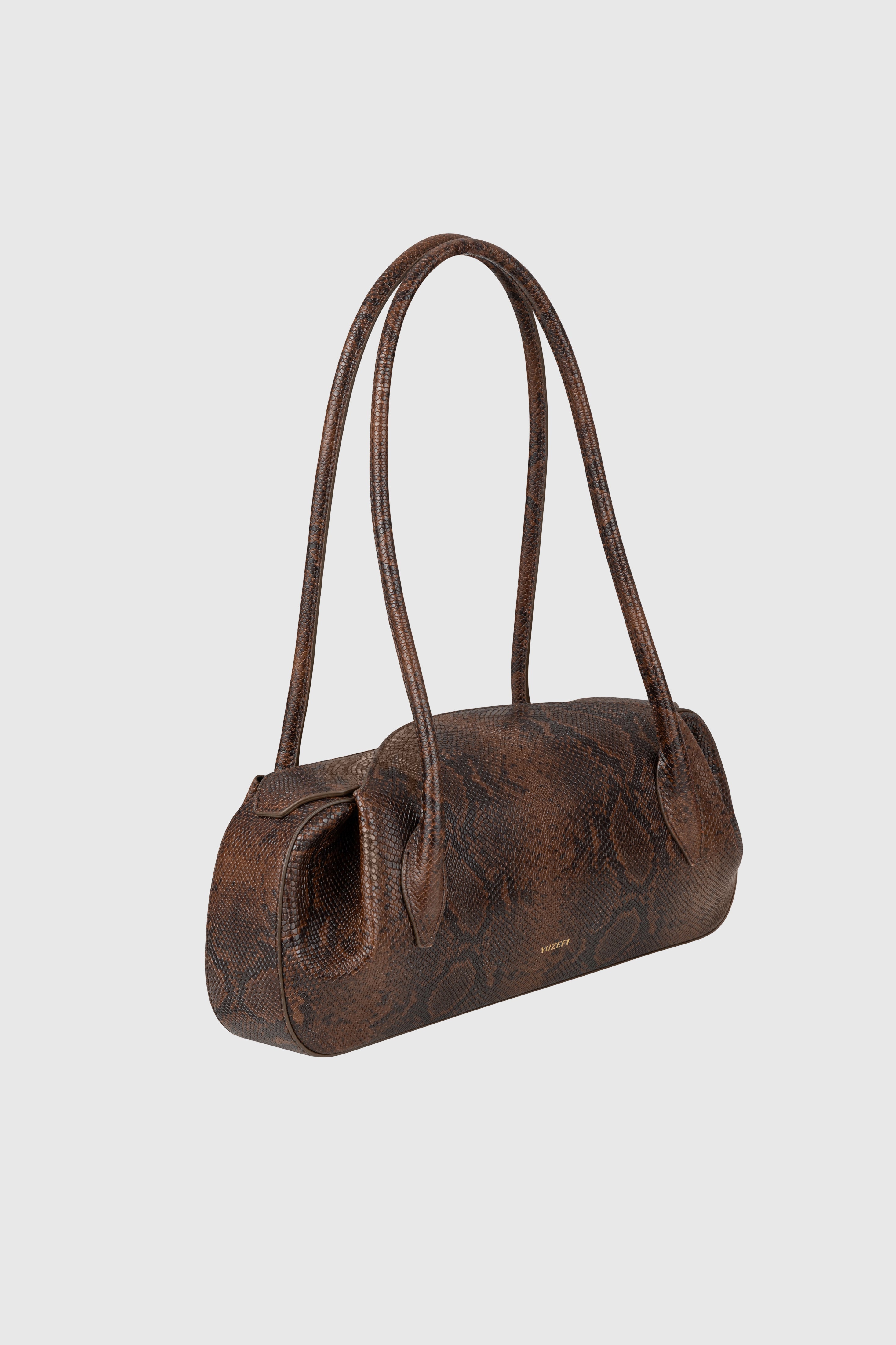 OYSTER SHOULDER BAG - EMBOSSED SNAKE COWHIDE LEATHER