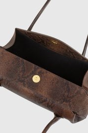 OYSTER SHOULDER BAG - EMBOSSED SNAKE COWHIDE LEATHER