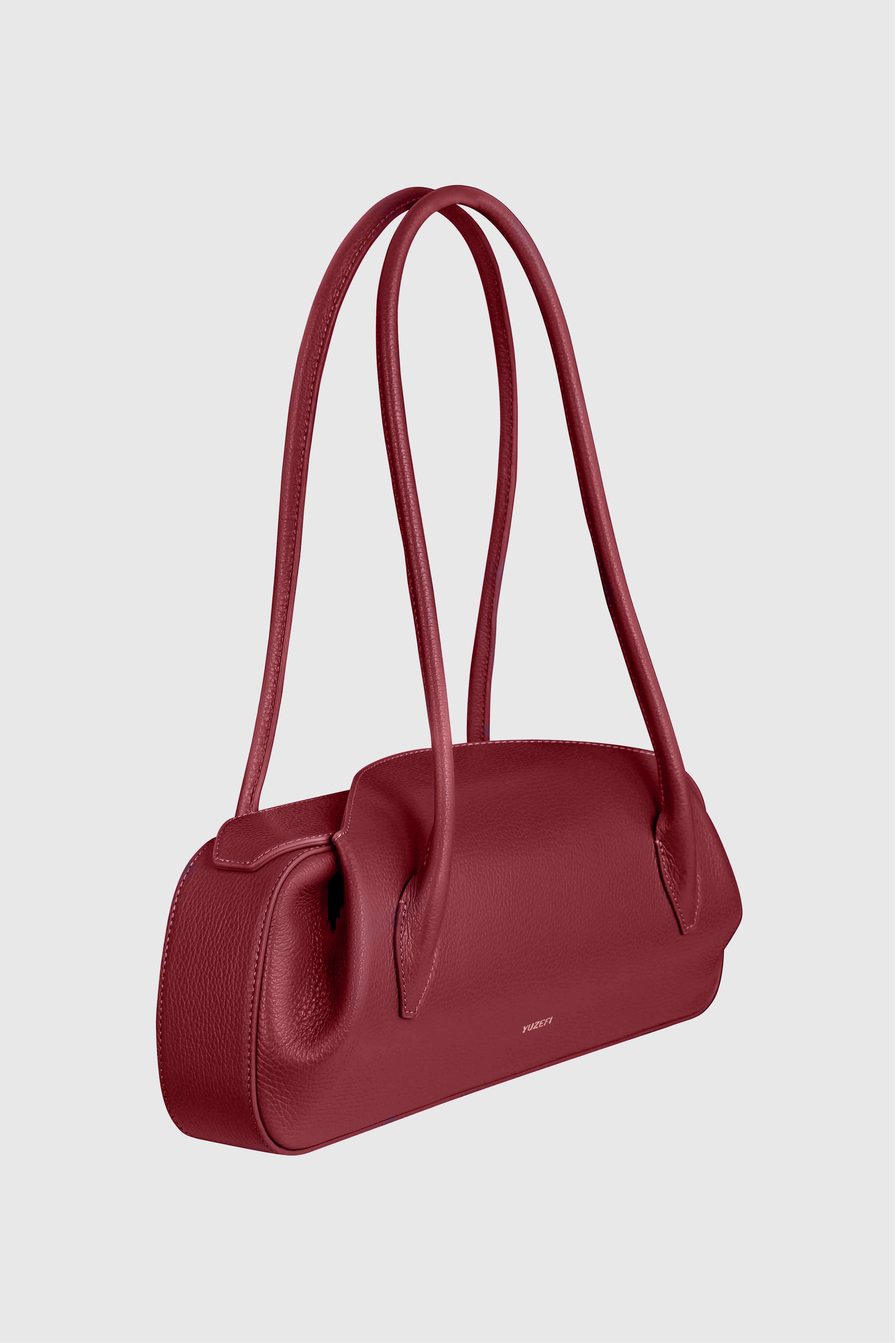 OYSTER SHOULDER BAG - CRANBERRY PEBBLE GRAINED LEATHER