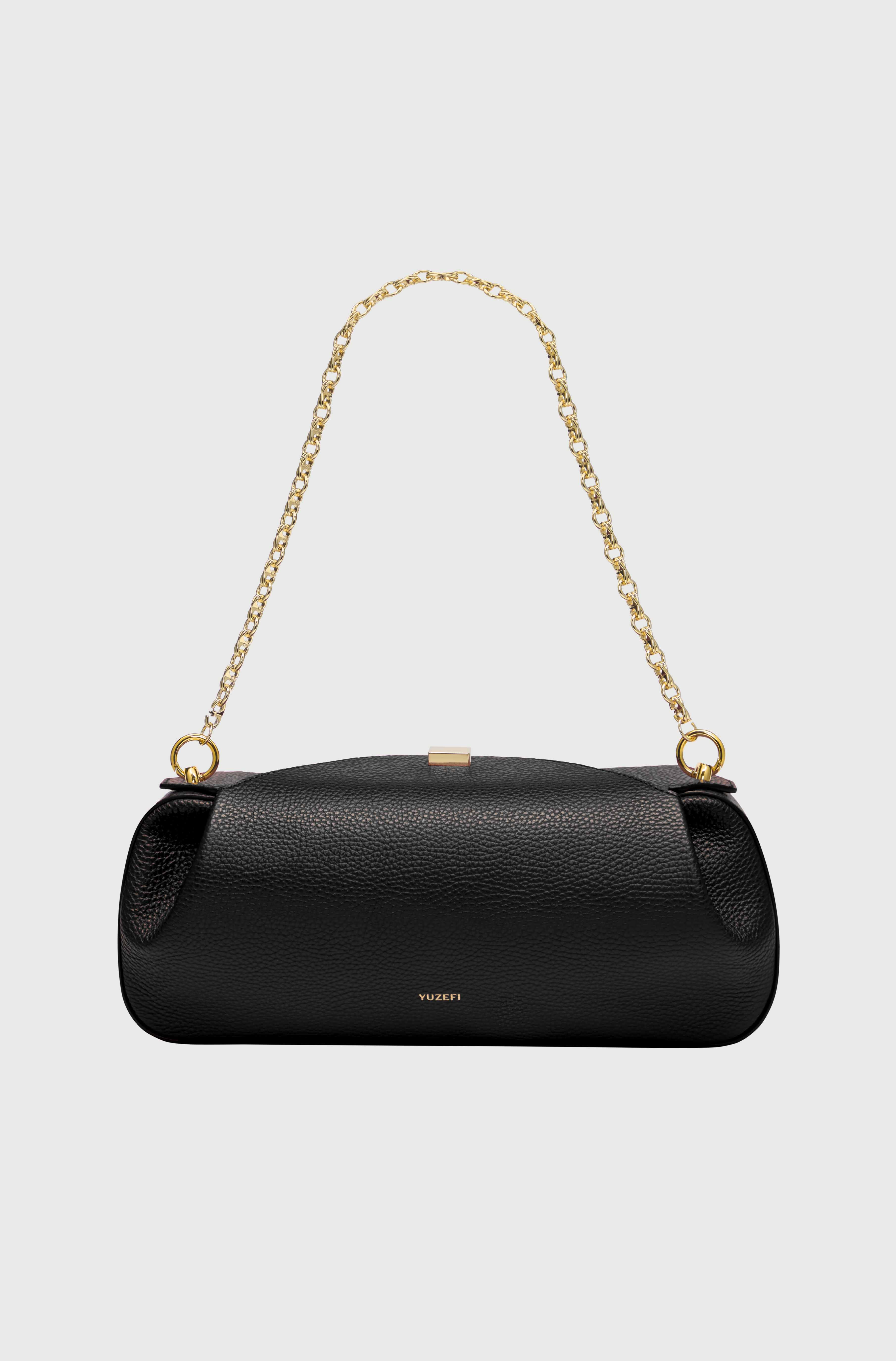 OYSTER CLUTCH - BLACK PEBBLE GRAINED LEATHER