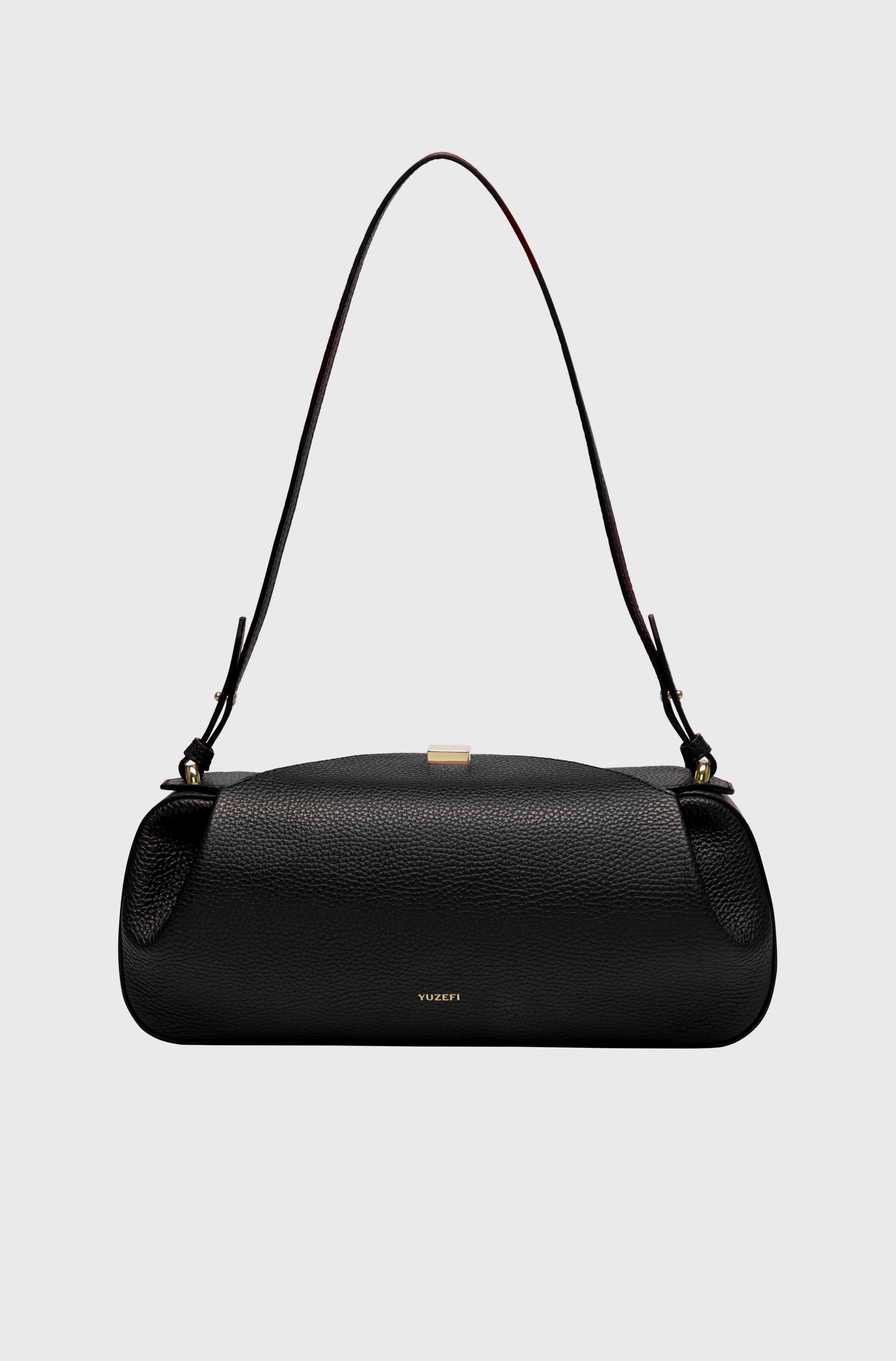 OYSTER CLUTCH - BLACK PEBBLE GRAINED LEATHER