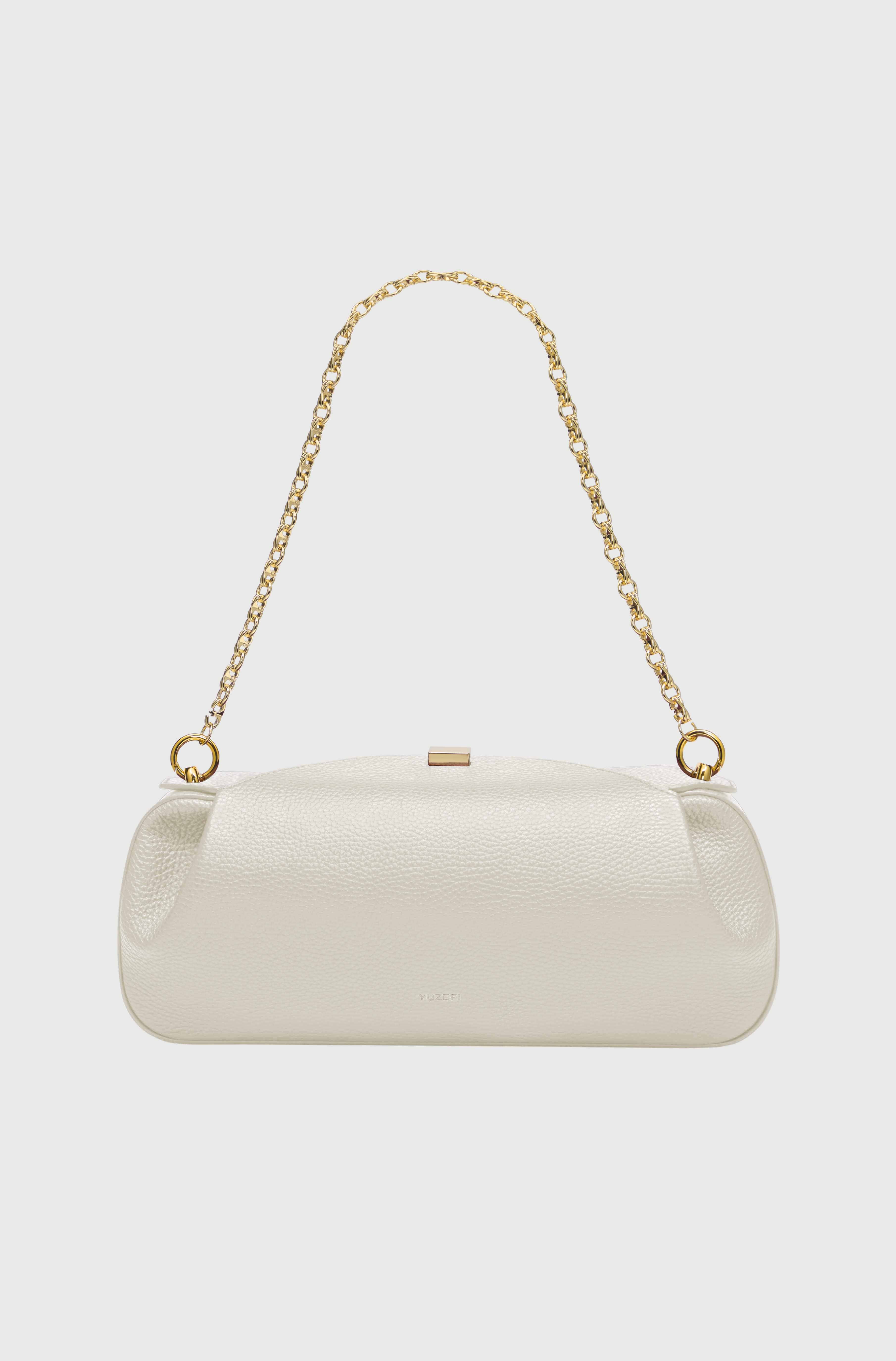 OYSTER CLUTCH - CREAM PEBBLE GRAINED LEATHER