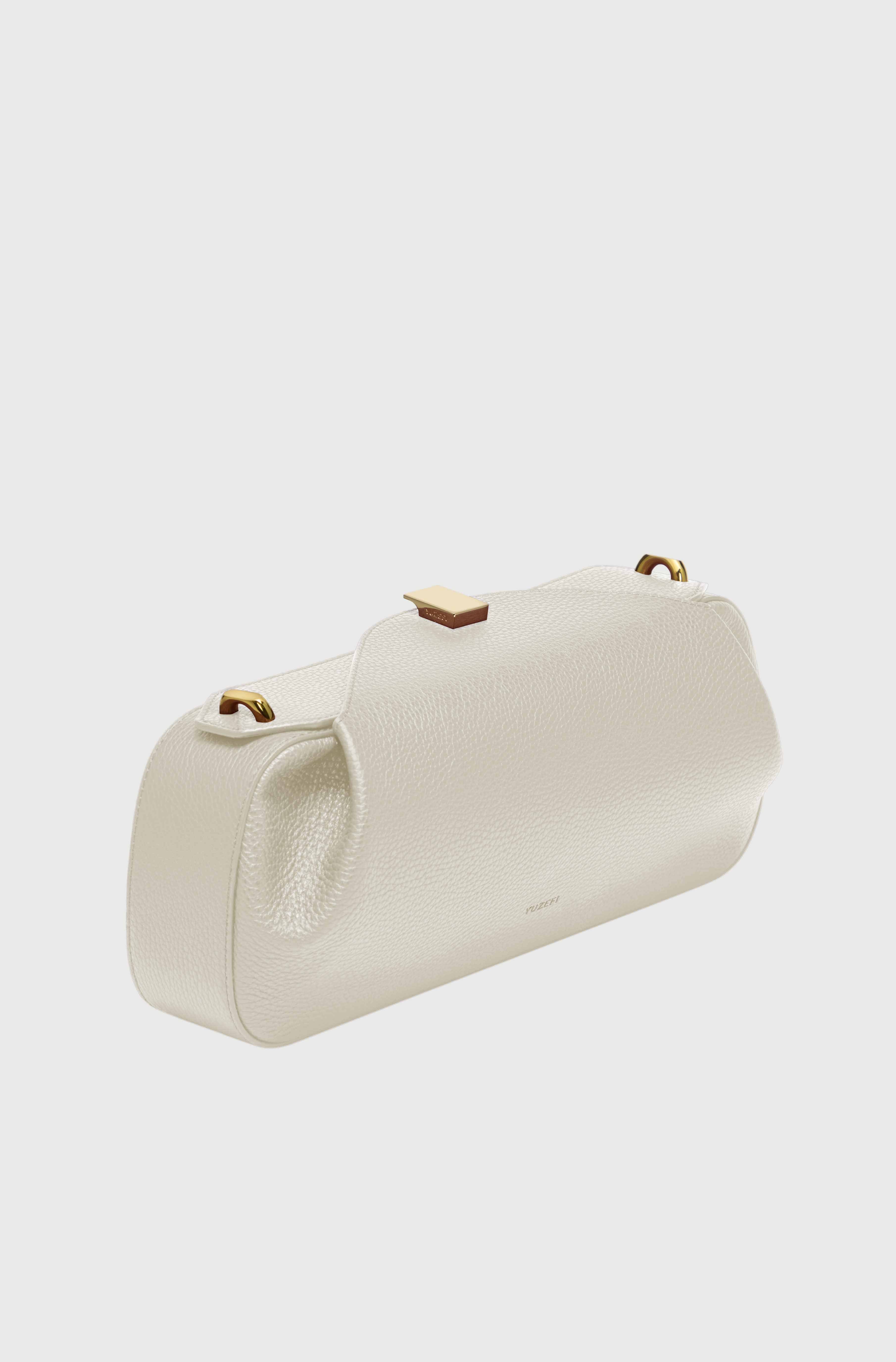 OYSTER CLUTCH - CREAM PEBBLE GRAINED LEATHER