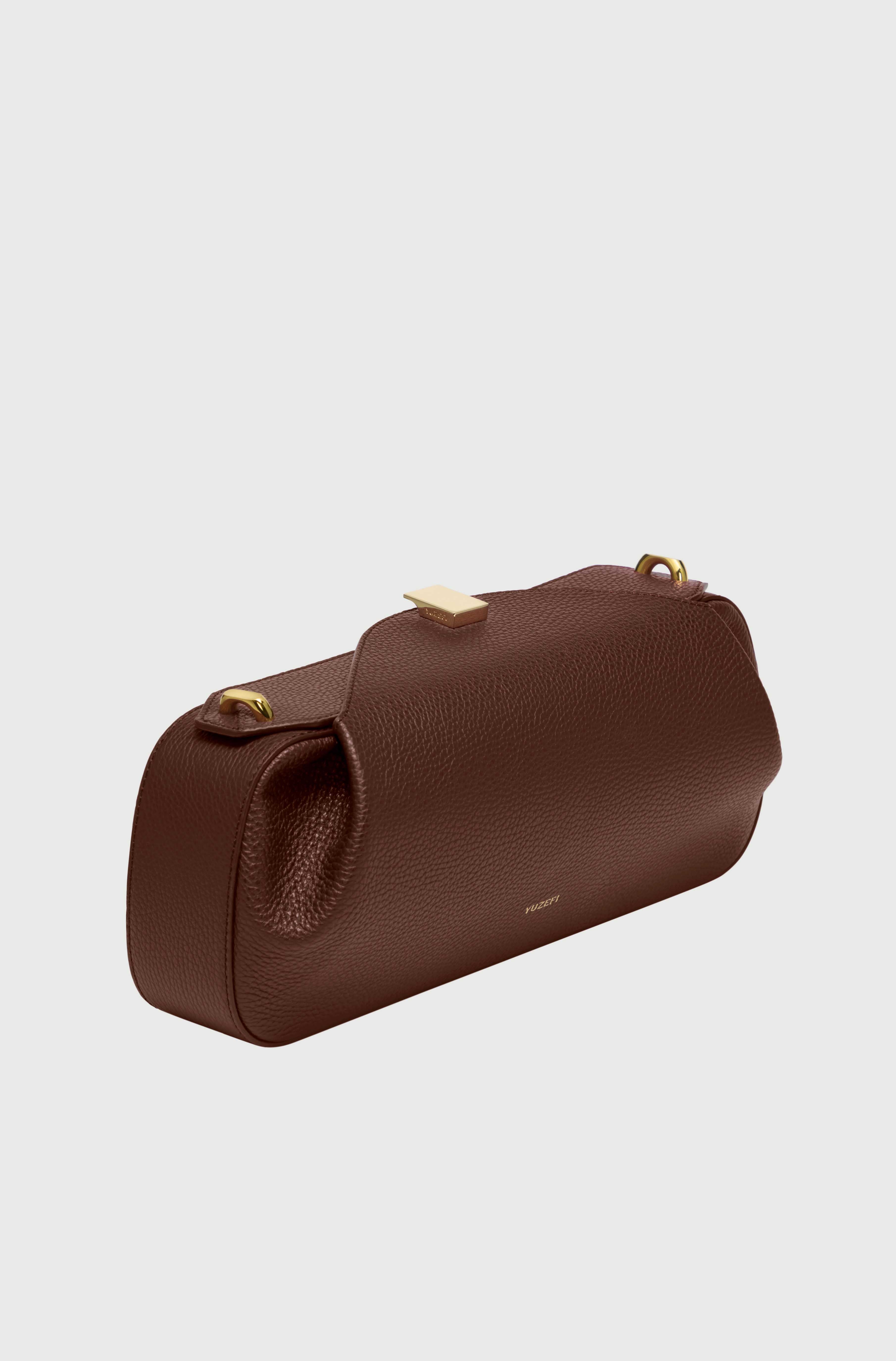 OYSTER CLUTCH - TOFFEE PEBBLE GRAINED LEATHER