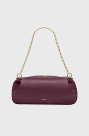 OYSTER CLUTCH - WINE PEBBLE GRAINED LEATHER