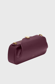 OYSTER CLUTCH - WINE PEBBLE GRAINED LEATHER