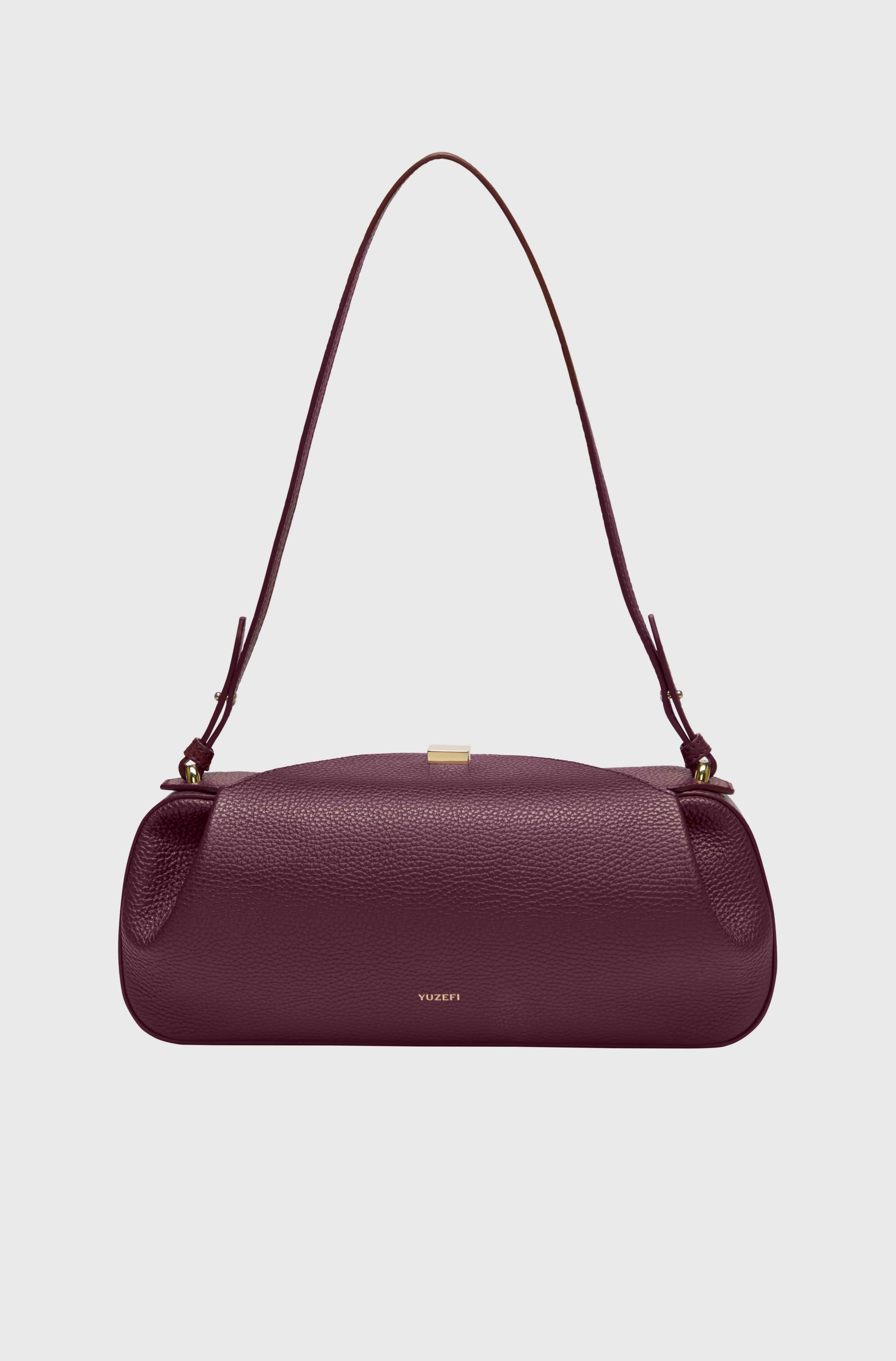 OYSTER CLUTCH - WINE PEBBLE GRAINED LEATHER