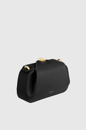 MINI OYSTER CLUTCH - BLACK PEBBLE GRAINED LEATHER