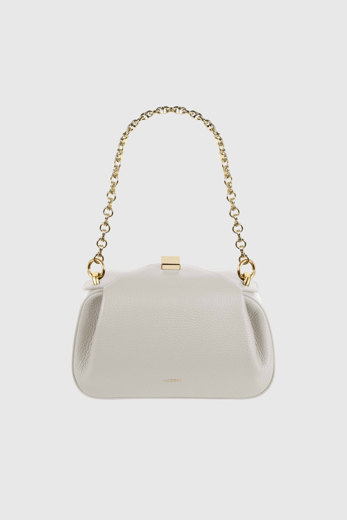 OYSTER MINI CLUTCH - CREAM PEBBLE GRAINED LEATHER