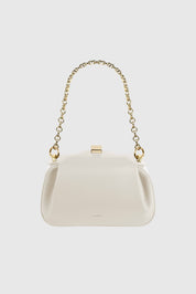 MINI OYSTER CLUTCH - CREAM PEBBLE GRAINED LEATHER