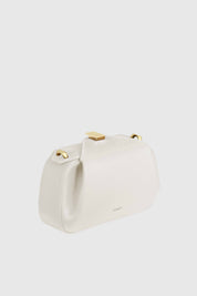 MINI OYSTER CLUTCH - CREAM PEBBLE GRAINED LEATHER