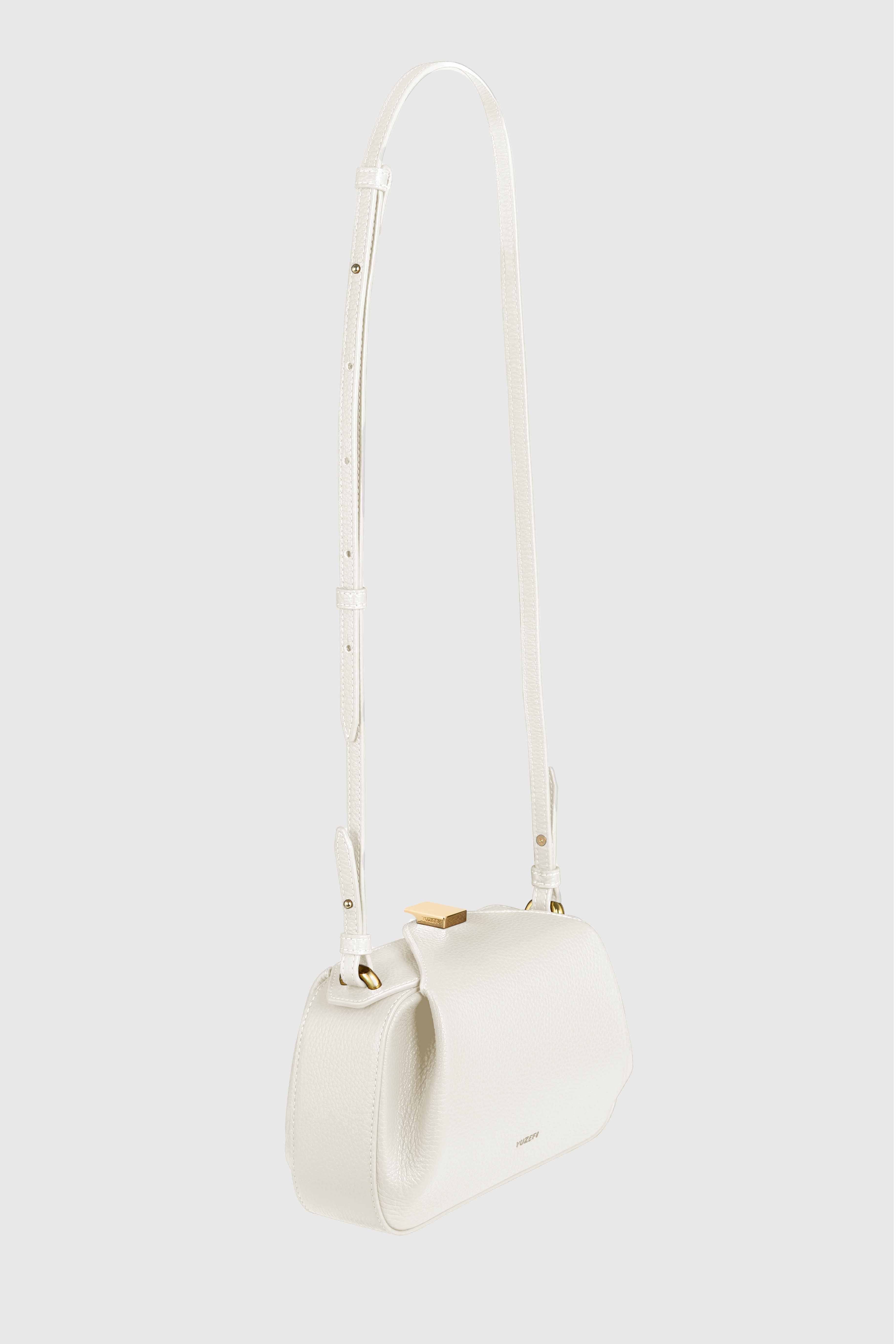 MINI OYSTER CLUTCH - CREAM PEBBLE GRAINED LEATHER