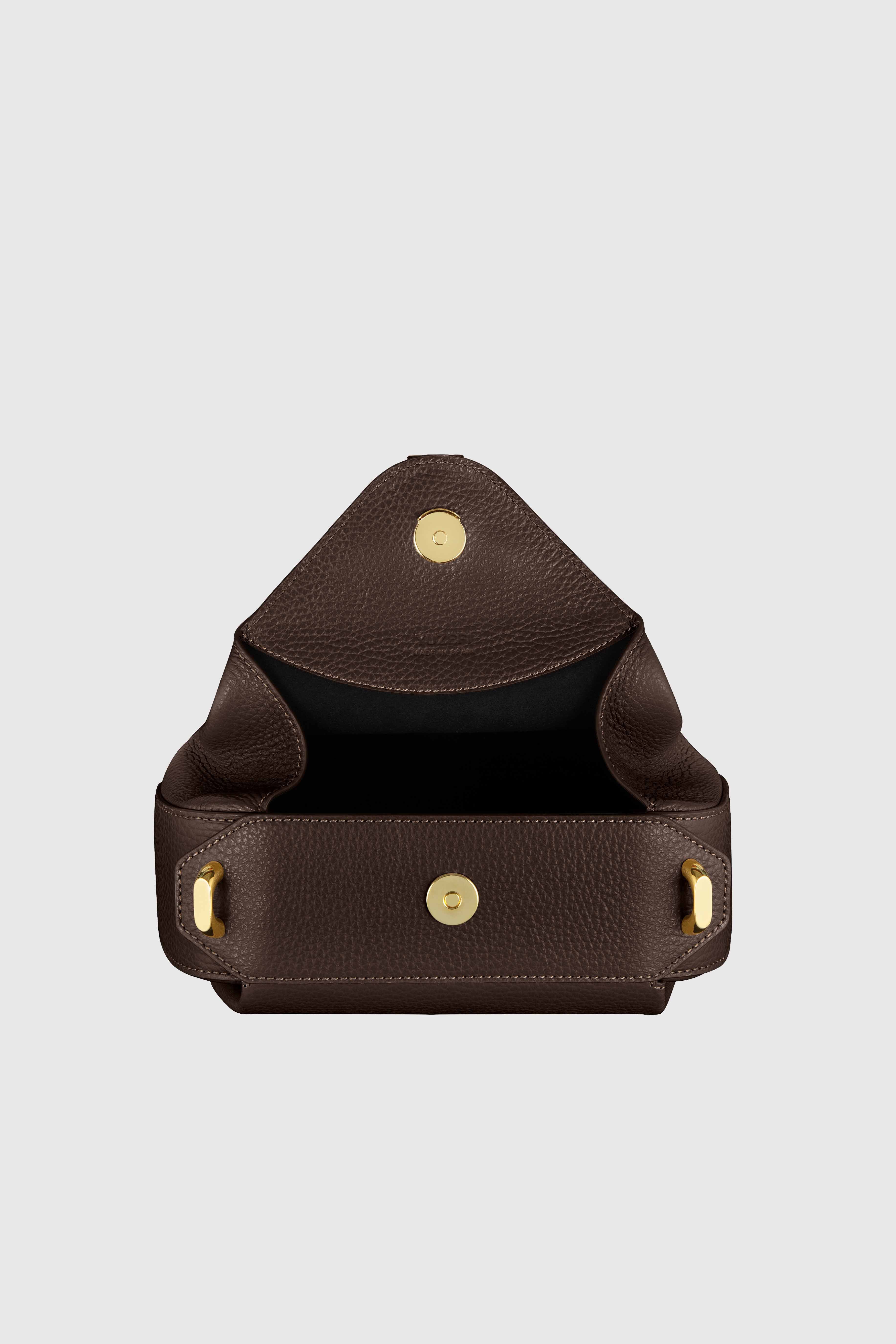 MINI OYSTER CLUTCH - ESPRESSO PEBBLE GRAINED LEATHER