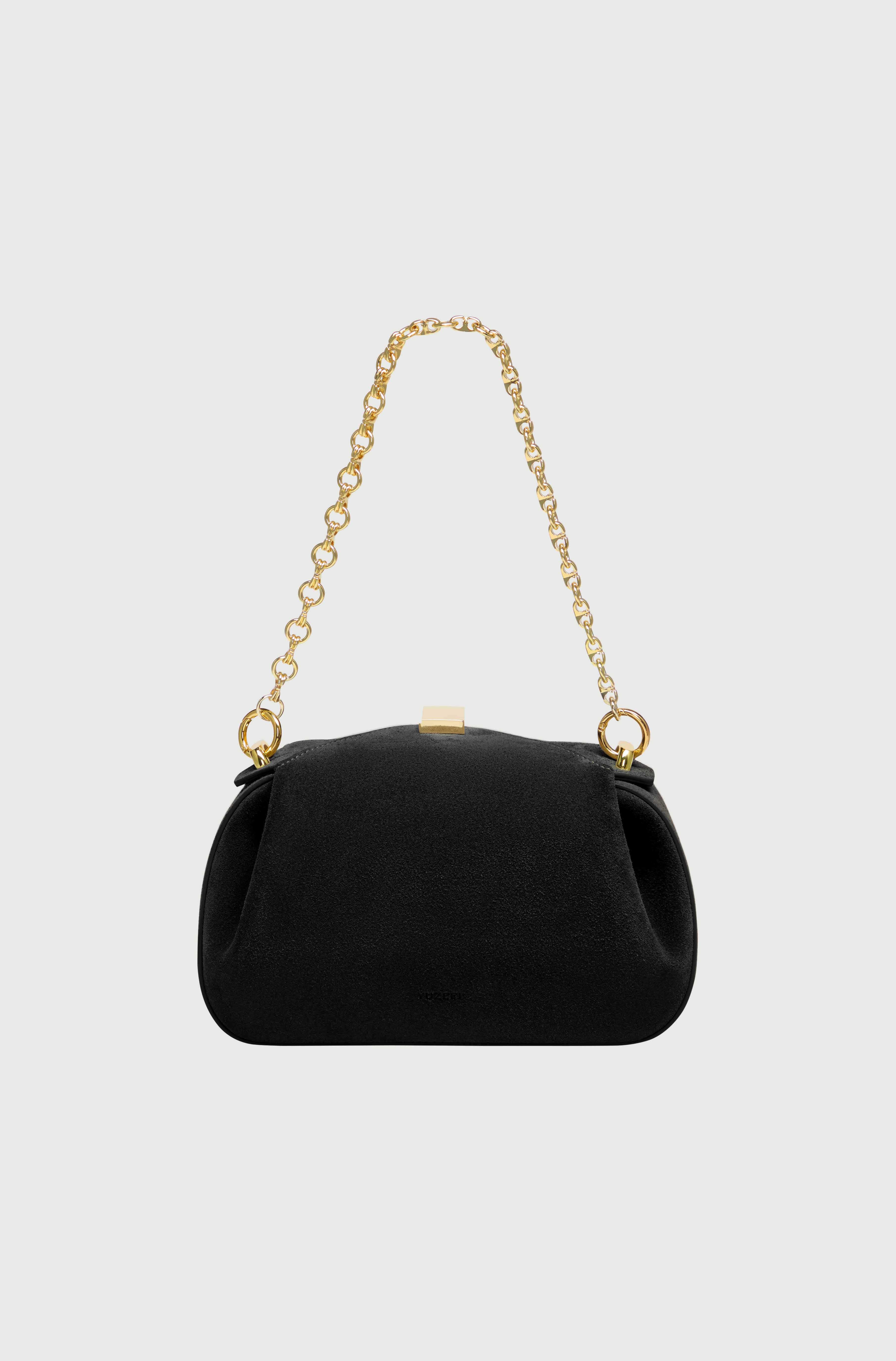 MINI OYSTER CLUTCH - BLACK SUEDE