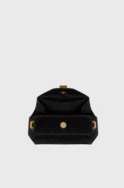 MINI OYSTER CLUTCH - BLACK SUEDE