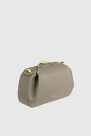 MINI OYSTER CLUTCH - TAUPE PEBBLE GRAINED LEATHER