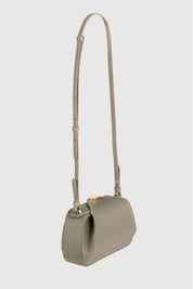 MINI OYSTER CLUTCH - TAUPE PEBBLE GRAINED LEATHER