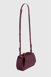 MINI OYSTER CLUTCH - WINE PEBBLE GRAINED LEATHER