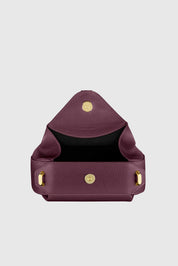 MINI OYSTER CLUTCH - WINE PEBBLE GRAINED LEATHER