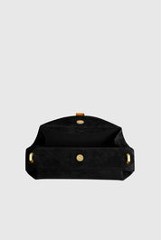 OYSTER CLUTCH - BLACK SUEDE