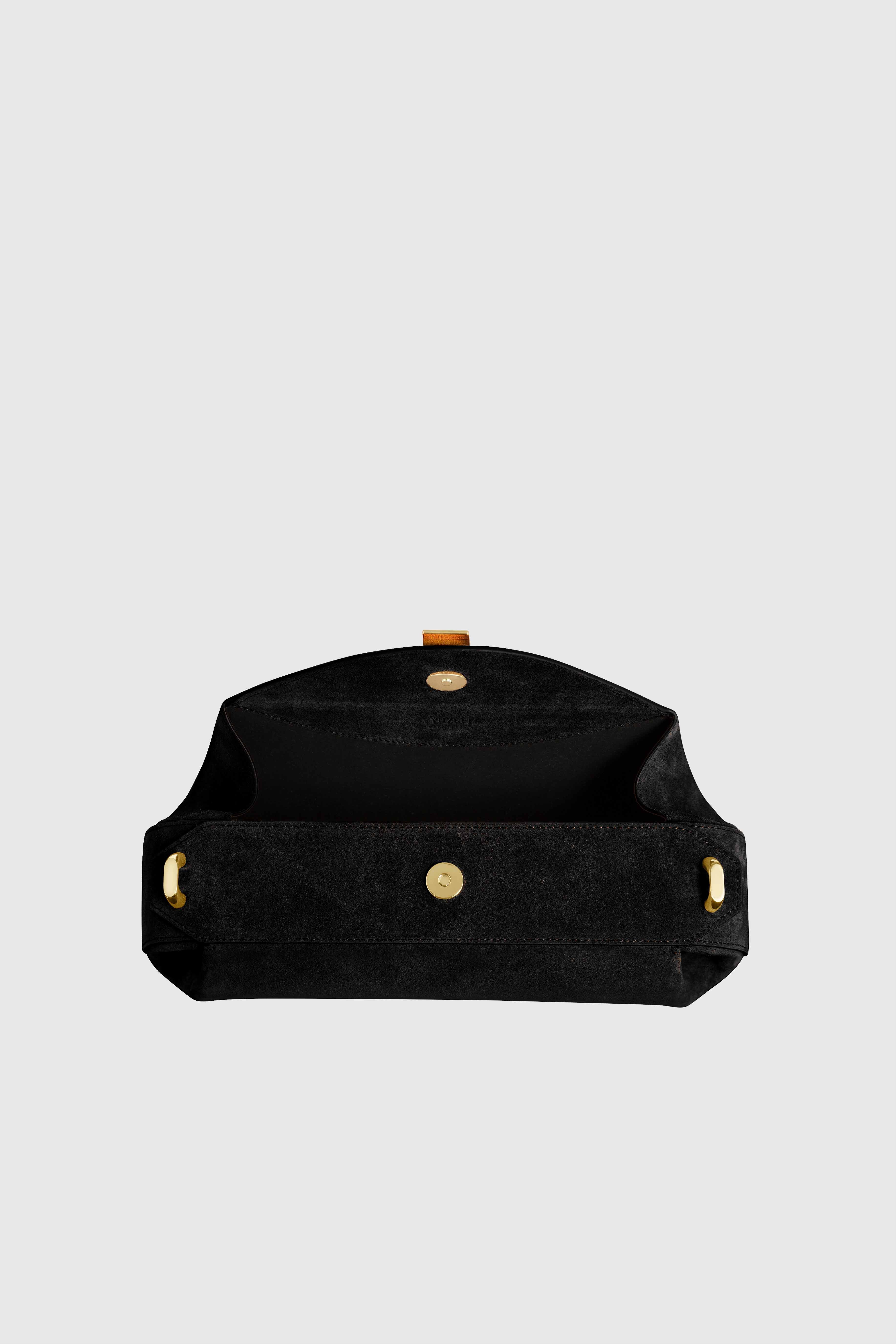 OYSTER CLUTCH - BLACK SUEDE